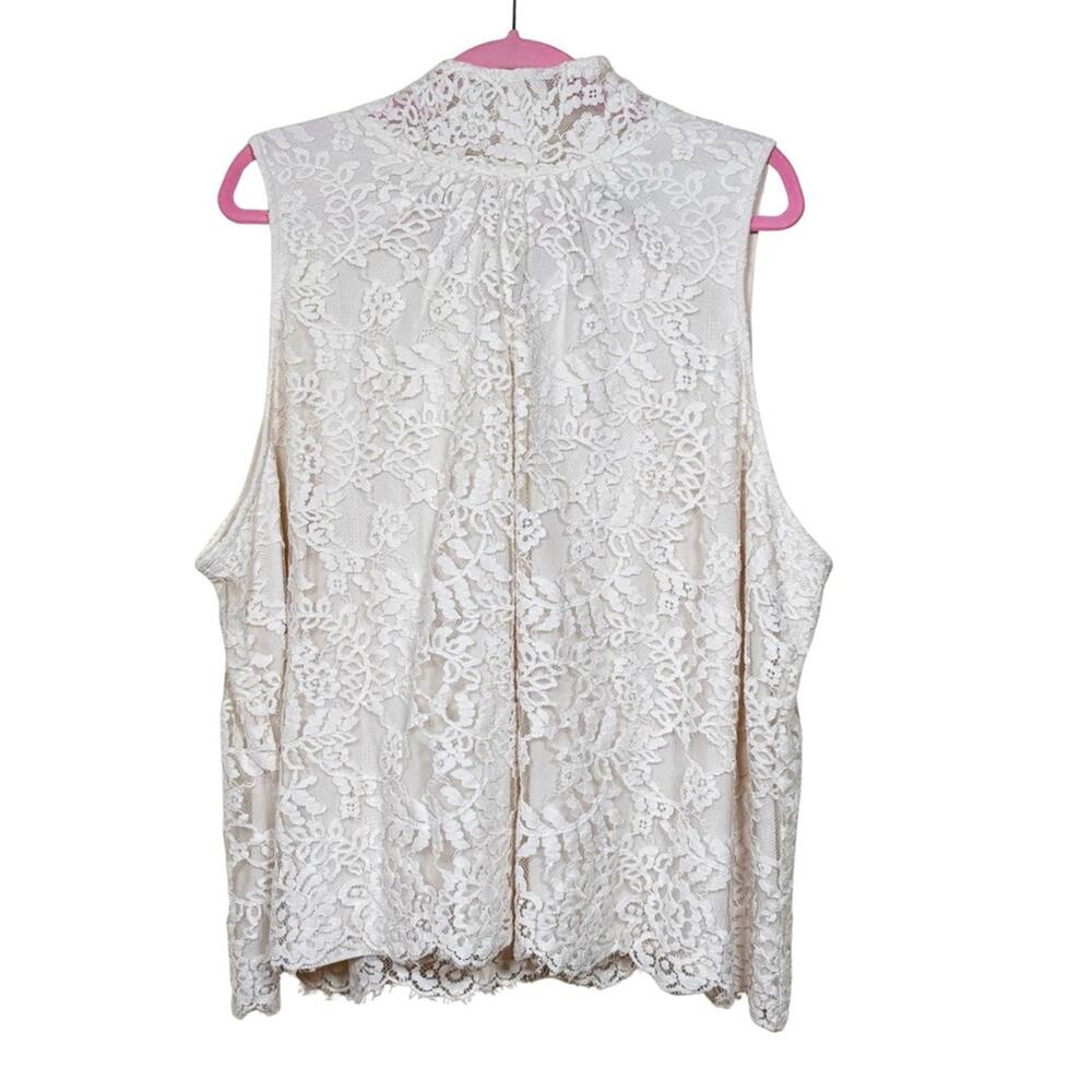 Ryegrass Lace Tie Neck Sleeveless Blouse 3X